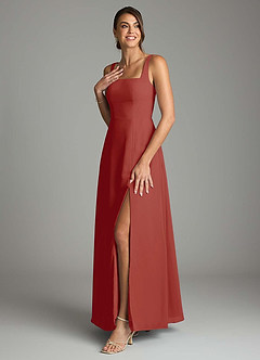 Azazie Debra Bridesmaid Dresses Terracotta A-Line with Pockets Chiffon Convertible Dress image5