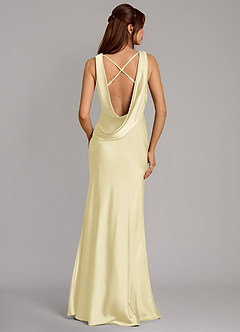 Azazie Cheryl Vestidos de damas de honor Vestido de Sorbete De Limón de Satén Elástico de Corte Sirena image4