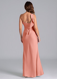 Azazie Driea Brudtärnklänningar Klä av Sjöjungfru i Stretch Satin Ena axeln Korall image2