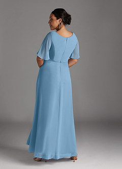Azazie Tricia Mother of the Bride Dresses Steel Blue A-Line V-Neck Pleated Chiffon Dress image11
