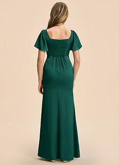 Azazie Chace Junior Emerald Sheath Stretch Satin Dress image2