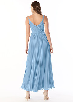 Azazie Raychelle Vestidos de madrinha de casamento Vestido Pó Azul de Chiffon de Linha A com Plissado image3