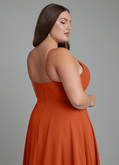 Azazie Amani Brautjungfernkleider A-Linie Plissee Chiffon Kleid Gebranntes Orange image13