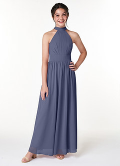 Azazie Iman Junior Stormy A-Line Pleated Chiffon Dress image4