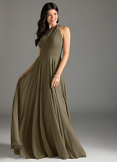 Azazie Charlize Bridesmaid Dresses Willow Green A-Line One Shoulder Chiffon Dress image3
