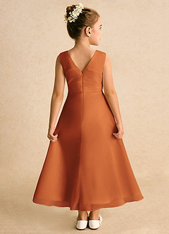 Azazie Edelweiss Flower Girl Dresses Cinnamon A-Line Pleated Chiffon Dress image2