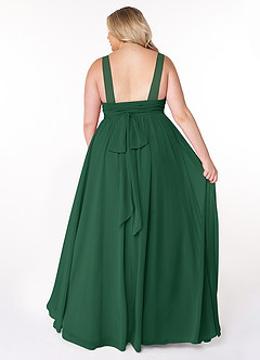 Azazie Kora Bridesmaid Dresses Dark Green A-Line Pleated Chiffon Dress image8