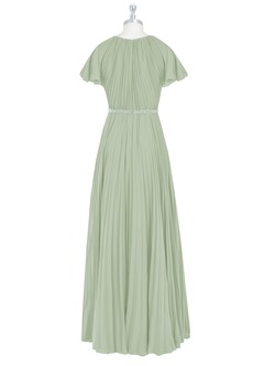 Azazie Kara Bescheidene Brautjungfernkleider A-Linie Plissee Chiffon Bodenlänge Kleid image8