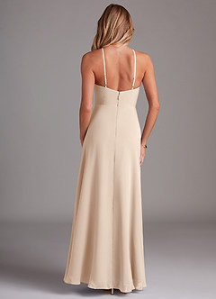 Azazie Bailey Brautjungfernkleider A-Linie Halter Seitenschlitz Chiffon Kleid Alabaster Weiß image2
