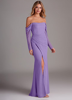 Azazie Hallie Bridesmaid Dresses Tahiti Mermaid Long Sleeve Chiffon Dress image4