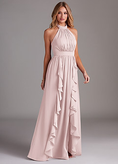 Azazie Avary Bridesmaid Dresses Blushing Pink A-Line Pleated Chiffon Dress image5