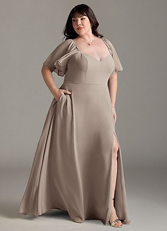 Azazie Chloe Brautjungfernkleider A-Linie Herzausschnitt Chiffon Kleid Frost image10