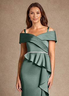 Azazie Dareia Kleider für die Brautmutter Meerjungfrau-Linie Schulterfrei Stretch-Satin Kleid Seemoos image8
