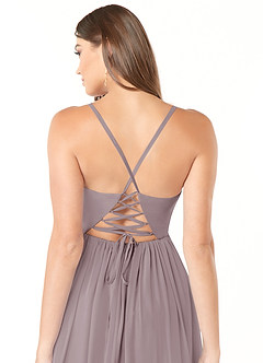 Azazie Aaida Bridesmaid Dresses Dusk A-Line Corset Chiffon Dress image3