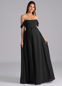 Azazie Saige Brautjungfernkleider für Schwangere A-Linie Plissee Chiffon Bodenlänge Kleid image4
