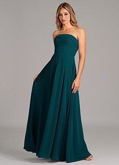 Azazie Lucienne Bridesmaid Dresses Pine A-Line Strapless Chiffon Convertible Dress image1
