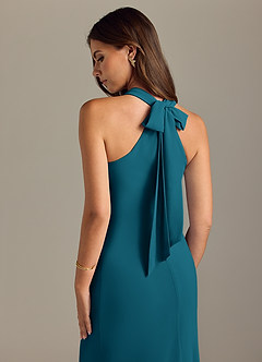 Azazie Doretta Bridesmaid Dresses Ink Blue Mermaid Pleated Chiffon Dress image2