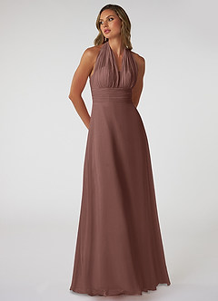 Azazie Fifi Bridesmaid Dresses Espresso A-Line Strapless Chiffon Convertible Dress image6