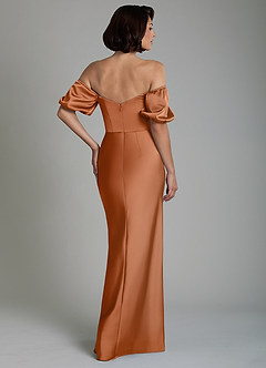 Azazie Lea Bridesmaid Dresses Copper Mermaid Off the Shoulder Stretch Satin Convertible Dress image6