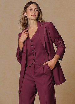 front Rowan Burgundy Refined Weave Performance blazer