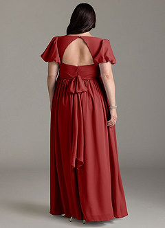 Azazie Madisynn Maternity Bridesmaid Dresses Bow Chiffon Floor-Length Dress image6