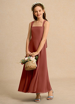 Azazie Tater Junior Formal Flower Girl Klänningar Klä A-Line i Chiffong Plisserad image4