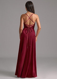 Azazie Mei Robes de demoiselle d'honneur Robe Trapèze en velours Corset Bourgogne image4