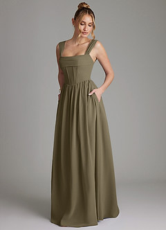 Azazie Caterina Abiti da Damigella Abito A-Line in Chiffon Corsetto Willow Green image5