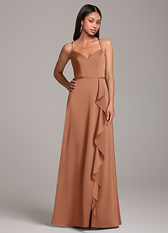 Azazie Naeem Bridesmaid Dresses Bronzer A-Line Stretch Satin Dress image5