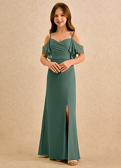 Azazie Pippy Girls Formal Flower Girl Dresses Sea Moss A-Line Sweetheart Neckline Chiffon Dress image4