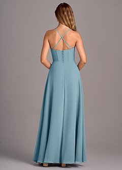 Azazie Carolyn Bridesmaid Dresses Moody Blue A-Line Pleated Chiffon Dress image6