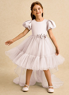 Azazie Cocoa vestidos de niña de las flores Vestido de Pétalo De Rosa de Tul de Princesa con Plisado image1