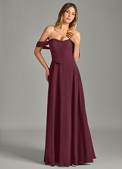 Azazie Chelsey Abiti da Damigella Abito Convertibile A-Line in Chiffon a Spalla Scoperta Cabernet image4