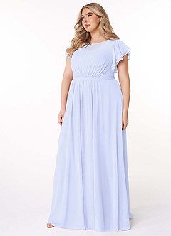 Azazie Daphne Modest Bridesmaid Dresses A-Line Ruffled Chiffon Floor-Length Dress image9