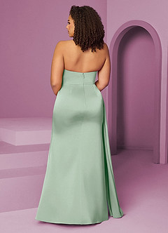 Barbie ♥ Azazie Vestidos de damas de honor Vestido de Agave de Satén Elástico de Corte Sirena con Plisado image12