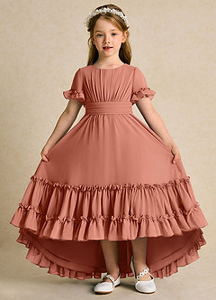 Azazie Kass Flower Girl Dresses MAI TAI A-Line Pleated Chiffon Dress image2