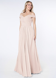 Azazie Audrianna Bridesmaid Dresses Rose Petal A-Line Off-The-Shoulder Gathered Chiffon Convertible Dress image3