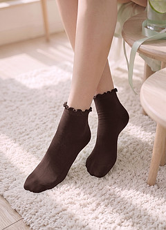 front Azazie Matching Color Ruffle Edge Soft Women's Socks