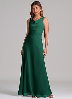 Azazie Nerine Brudtärnklänningar Klä av A-Linje i Chiffong Plisserad Smaragdgrön image3