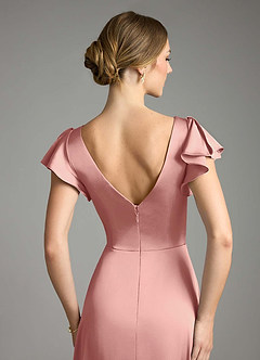 Azazie Omari Bridesmaid Dresses Rosette A-Line Stretch Satin Dress image7