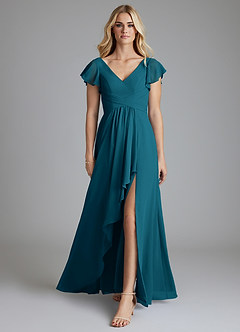Azazie Omari Bridesmaid Dresses Ink Blue A-Line Chiffon Dress image3