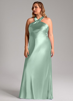 Azazie Doretta Robes de demoiselle d'honneur Robe Sirène en Satiné métallisé Arc Agave image12