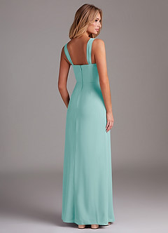 Azazie Denice Bridesmaid Dresses Aqua Sheath Pleated Chiffon Dress image6