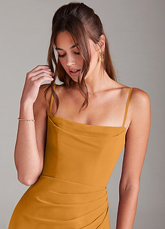 Azazie Leonis Vestidos de madrinha de casamento Vestir Caramelo de Chiffon de Bainha com Sem alças image2
