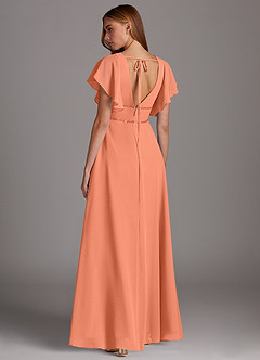 Azazie Kitr Slutförsäljning Klänning av A-Line i Chiffong Ruched Solnedgång image2