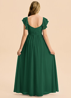 Azazie Anaya Junior Vestido Verde Oscuro de Gasa de Corte en A con Escote corazón image2