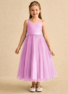 Azazie Patootie Flower Girl Dresses Candy Pink A-Line Spaghetti Strap Tulle Dress image1