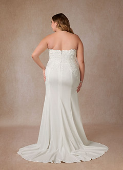 Azazie Antheia Vestidos de novia Vestido de Diamante Blanco de Crepé elástico de Corte Sirena con Lentejuela image11