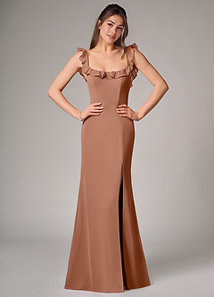 Azazie Callie Bridesmaid Dresses Bronzer Mermaid Side Slit Chiffon Convertible Dress image1