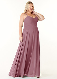 Azazie Janine Bridesmaid Dresses Vintage Mauve A-Line V-Neck Chiffon Dress image8
